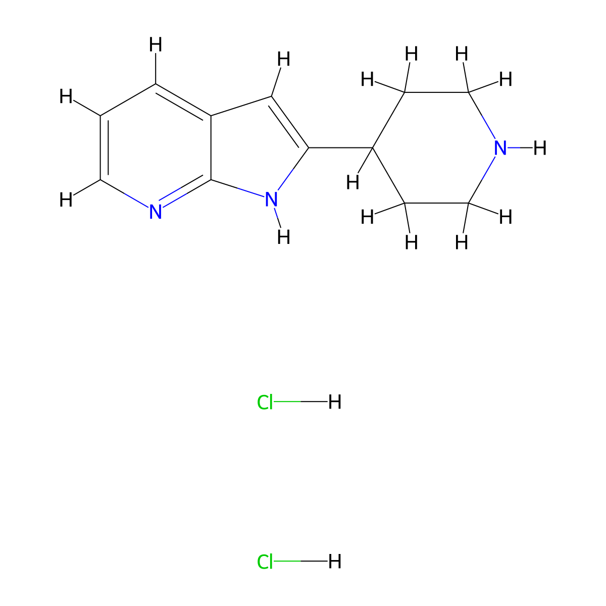 2-(Piperidin-4-YL)-1H-pyrrolo[2,3-B]pyridine dihydrochloride molecular structure, CAS 1185295-25-3