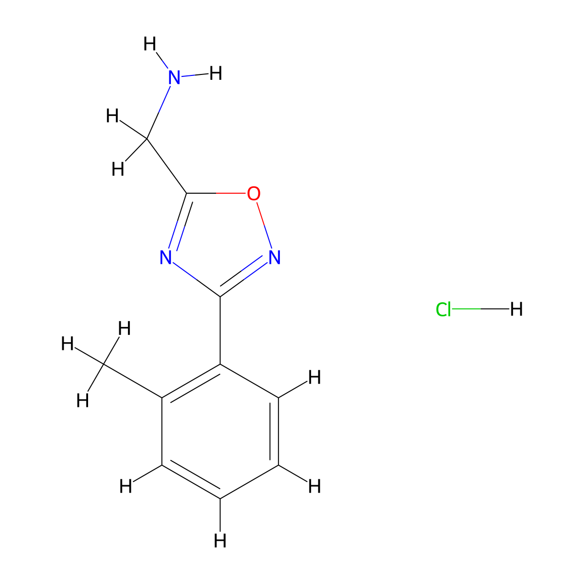 [3-(2-Methylphenyl)-1,2,4-oxadiazol-5-yl]methylamine hydrochloride molecular structure, CAS 1185295-28-6