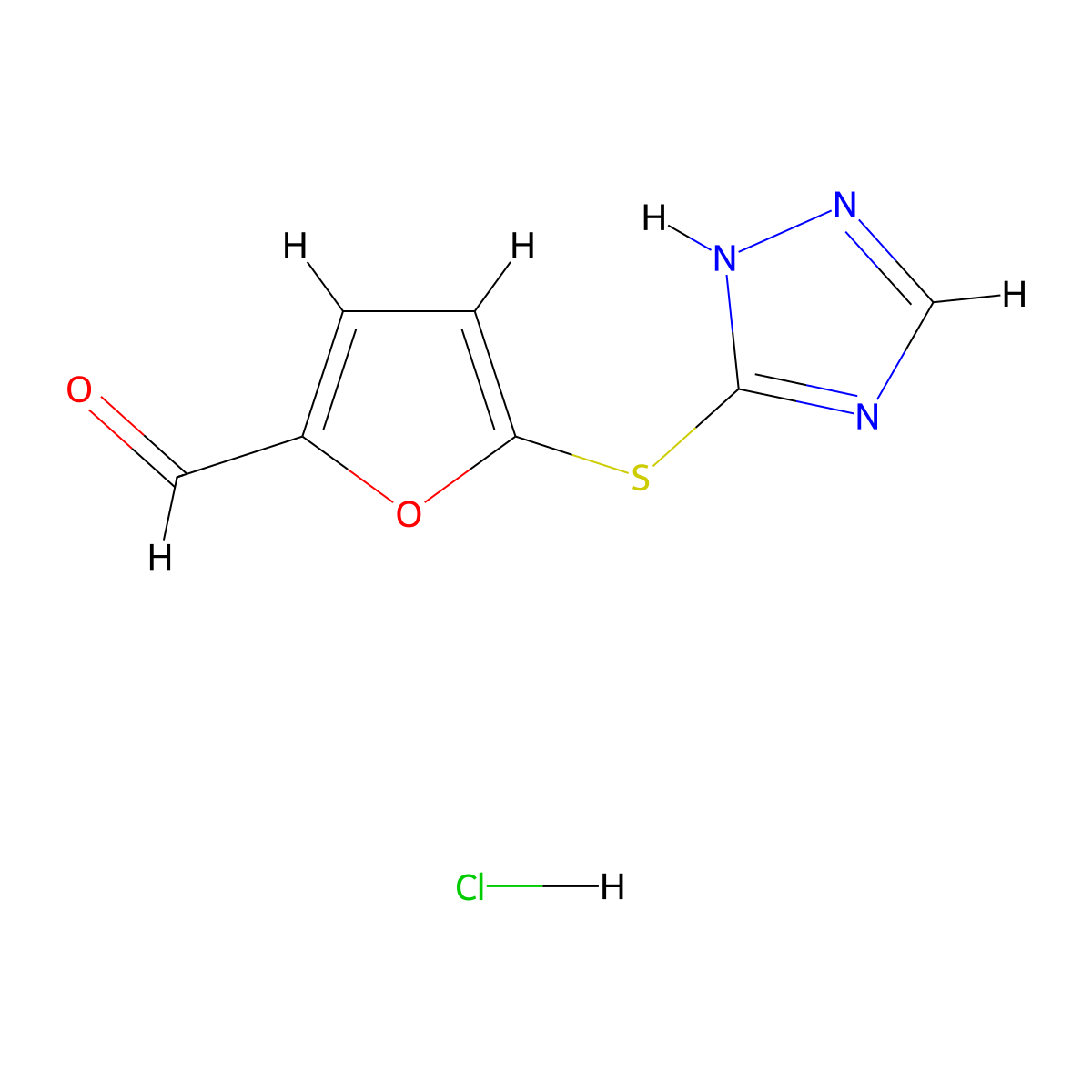 5-(1H-[1,2,4]Triazol-3-ylsulfanyl)-furan-2-carbaldehyde hydrochloride molecular structure, CAS 1185295-29-7