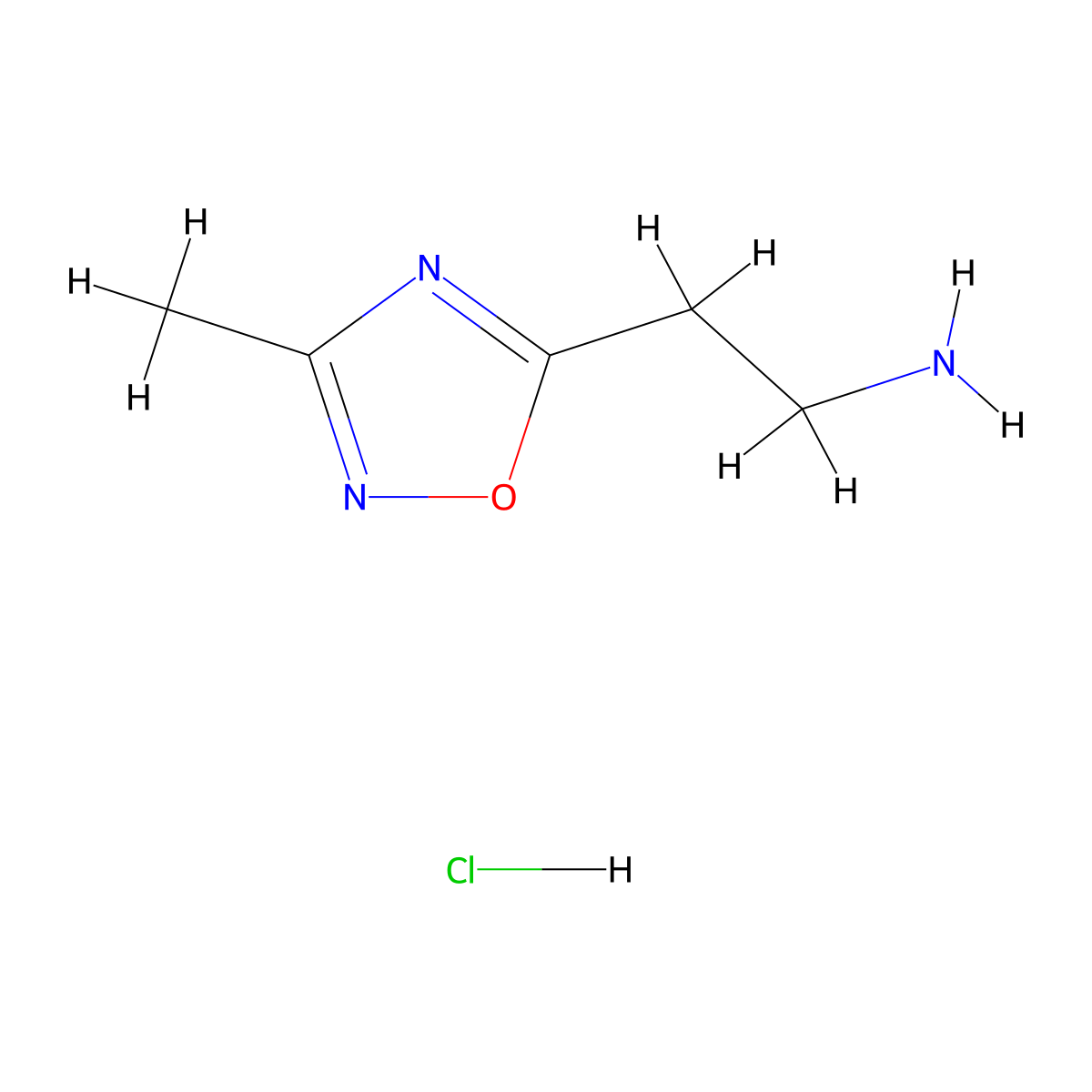 2-(3-Methyl-1,2,4-oxadiazol-5-yl)ethan-1-amine hydrochloride molecular structure, CAS 1185295-39-9