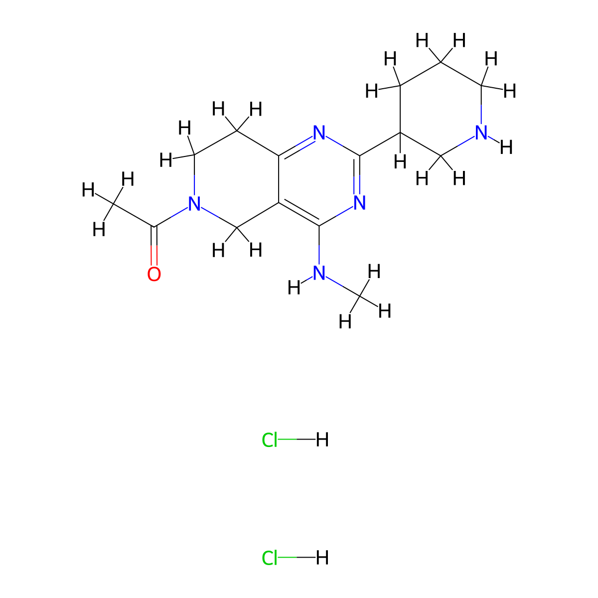 1-(4-Methylamino-2-piperidin-3-yl-7,8-dihydro-5h-pyrido[4,3-d]pyrimidin-6-yl)-ethanone dihcl molecular structure, CAS 1185295-49-1