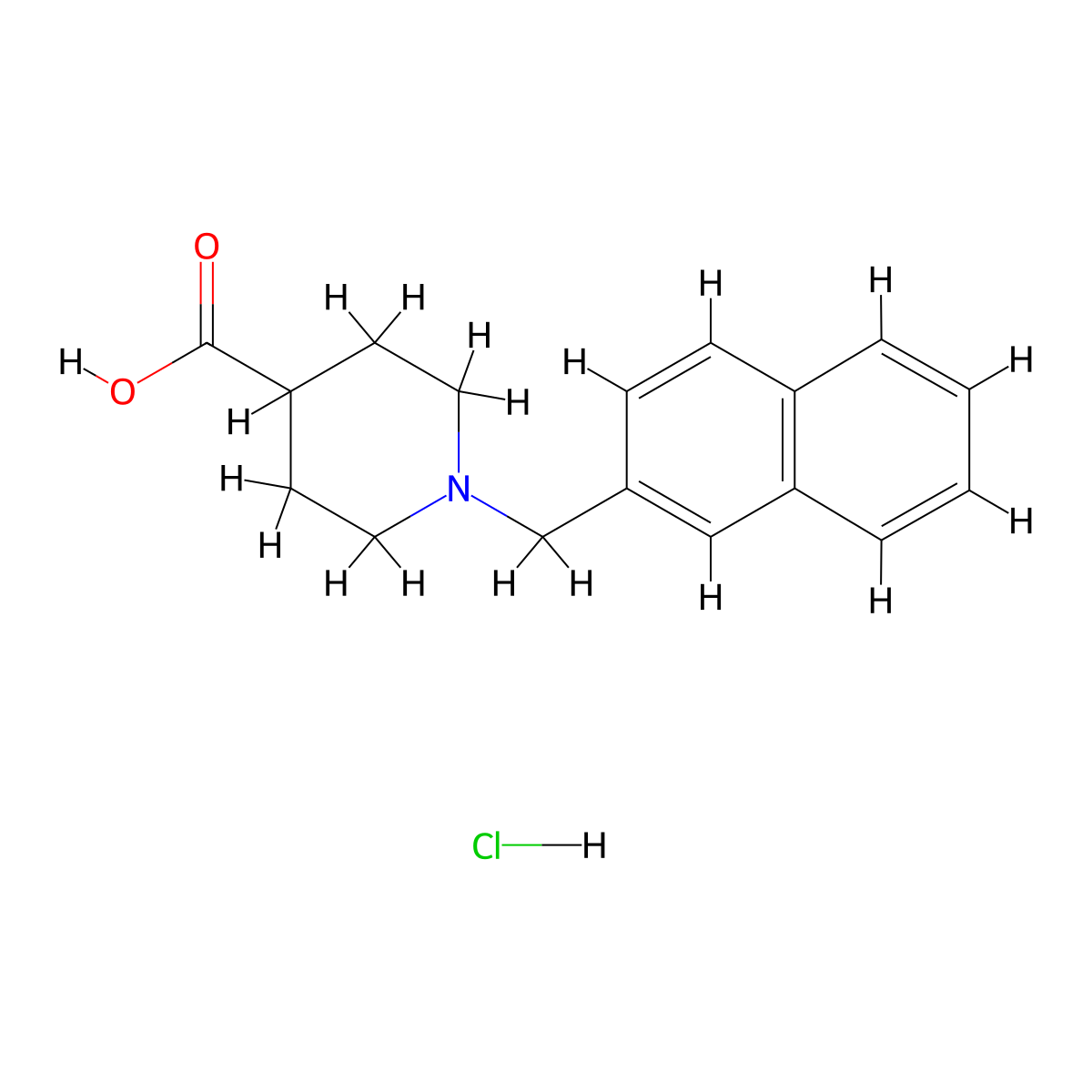 1-(2-Naphthylmethyl)piperidine-4-carboxylic acid hydrochloride molecular structure, CAS 1185295-70-8