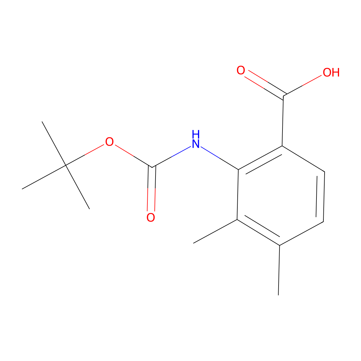 Boc-2-amino-3,4-dimethylbenzoic acid molecular structure, CAS 1185295-87-7