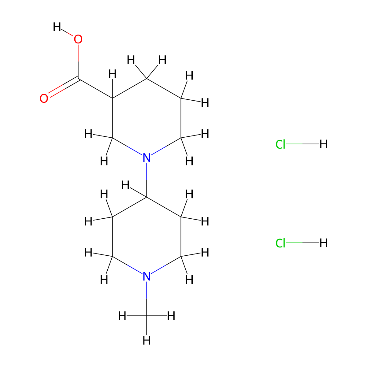 1'-Methyl-1,4'-bipiperidine-3-carboxylic acid dihydrochloride molecular structure, CAS 1185295-92-4