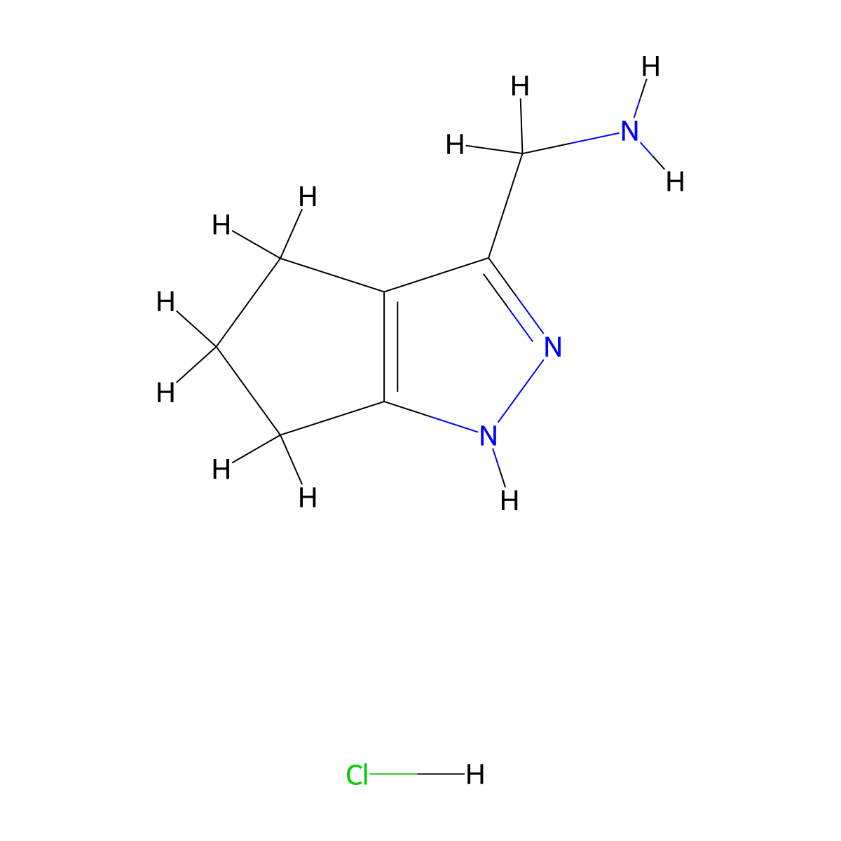 (1,4,5,6-Tetrahydrocyclopenta[c]pyrazol-3-ylmethyl)amine hydrochloride molecular structure, CAS 1185295-94-6