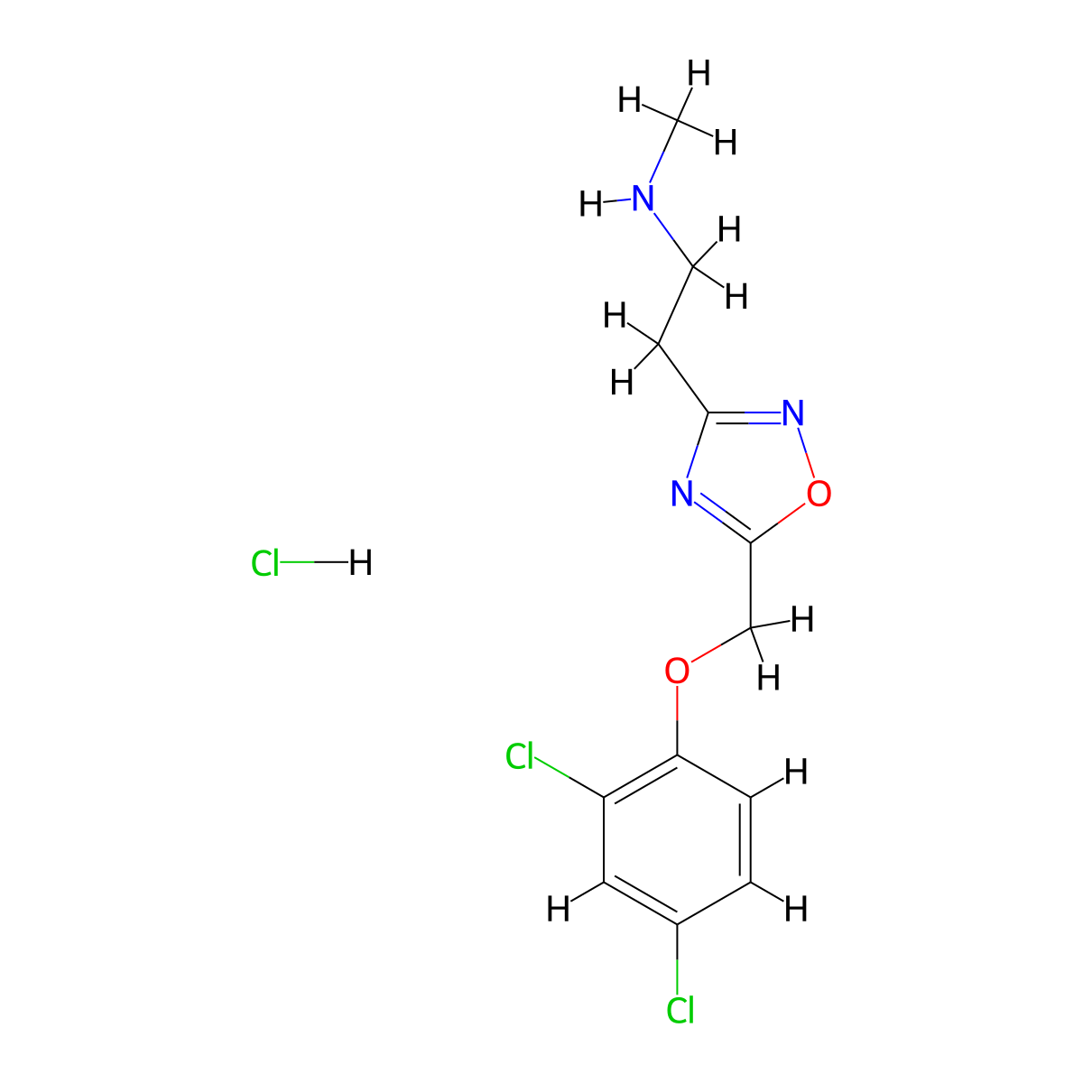 (2-{5-[(2,4-Dichlorophenoxy)methyl]-1,2,4-oxadiazol-3-yl}ethyl)methylamine hydrochloride molecular structure, CAS 1185295-99-1