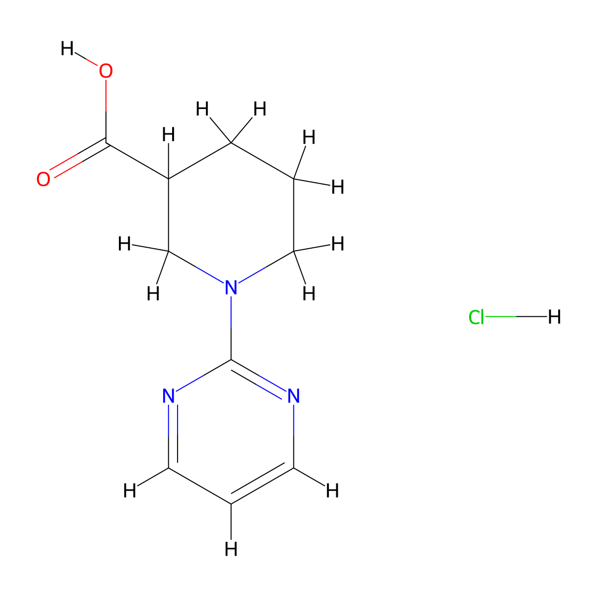 1-(Pyrimidin-2-yl)piperidine-3-carboxylic acid hydrochloride molecular structure, CAS 1185296-02-9