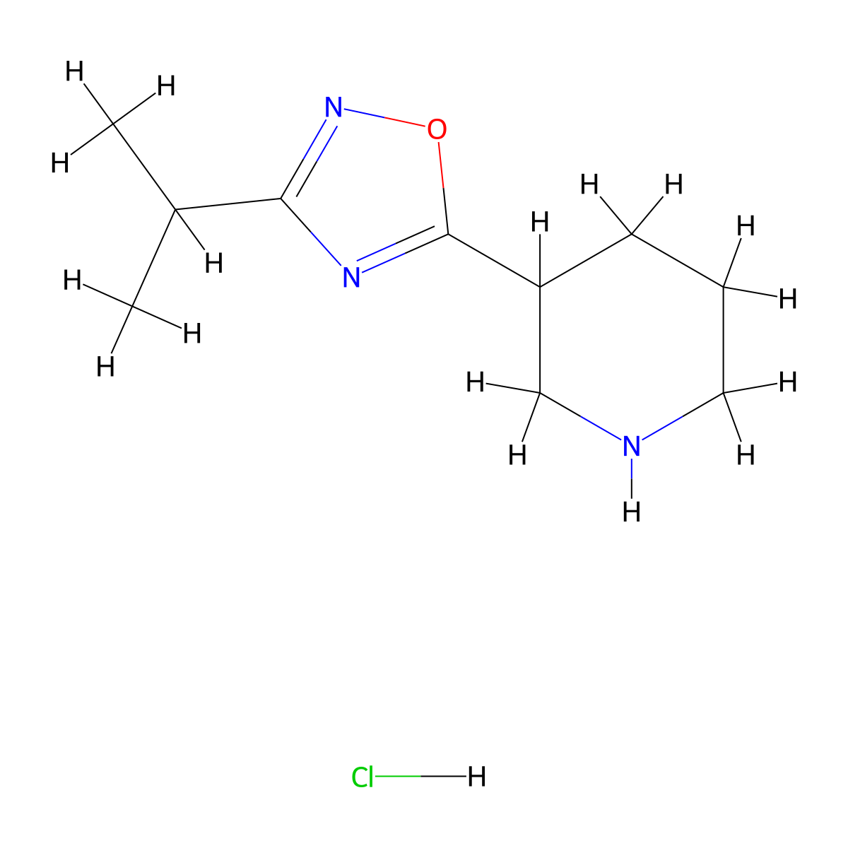 3-(3-Isopropyl-1,2,4-oxadiazol-5-yl)piperidine hydrochloride molecular structure, CAS 1185296-16-5