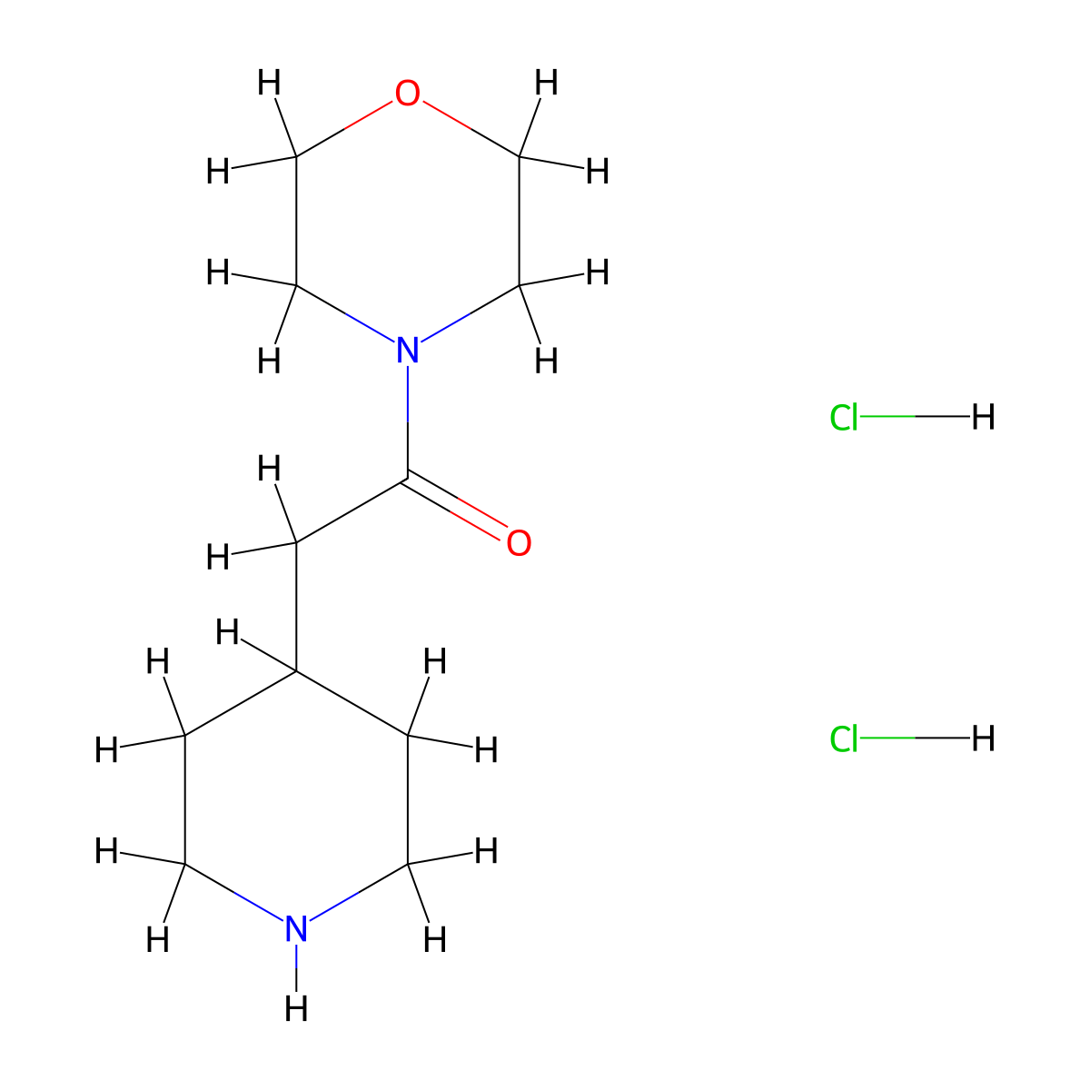 1-Morpholin-4-yl-2-piperidin-4-yl-ethanone dihydrochloride molecular structure, CAS 1185296-25-6
