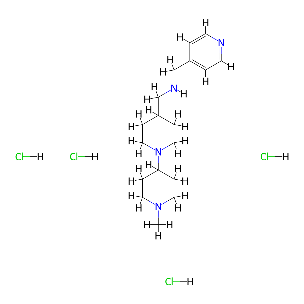 [(1'-Methyl-1,4'-bipiperidin-4-yl)methyl]-(pyridin-4-ylmethyl)amine tetrahydrochloride molecular structure, CAS 1185296-29-0