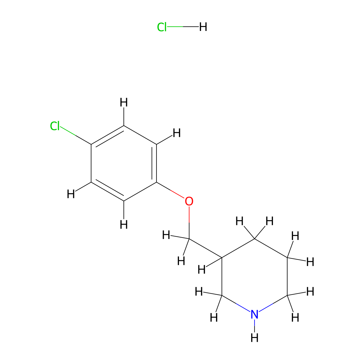 3-[(4-Chlorophenoxy)methyl]piperidine hydrochloride molecular structure, CAS 1185296-38-1
