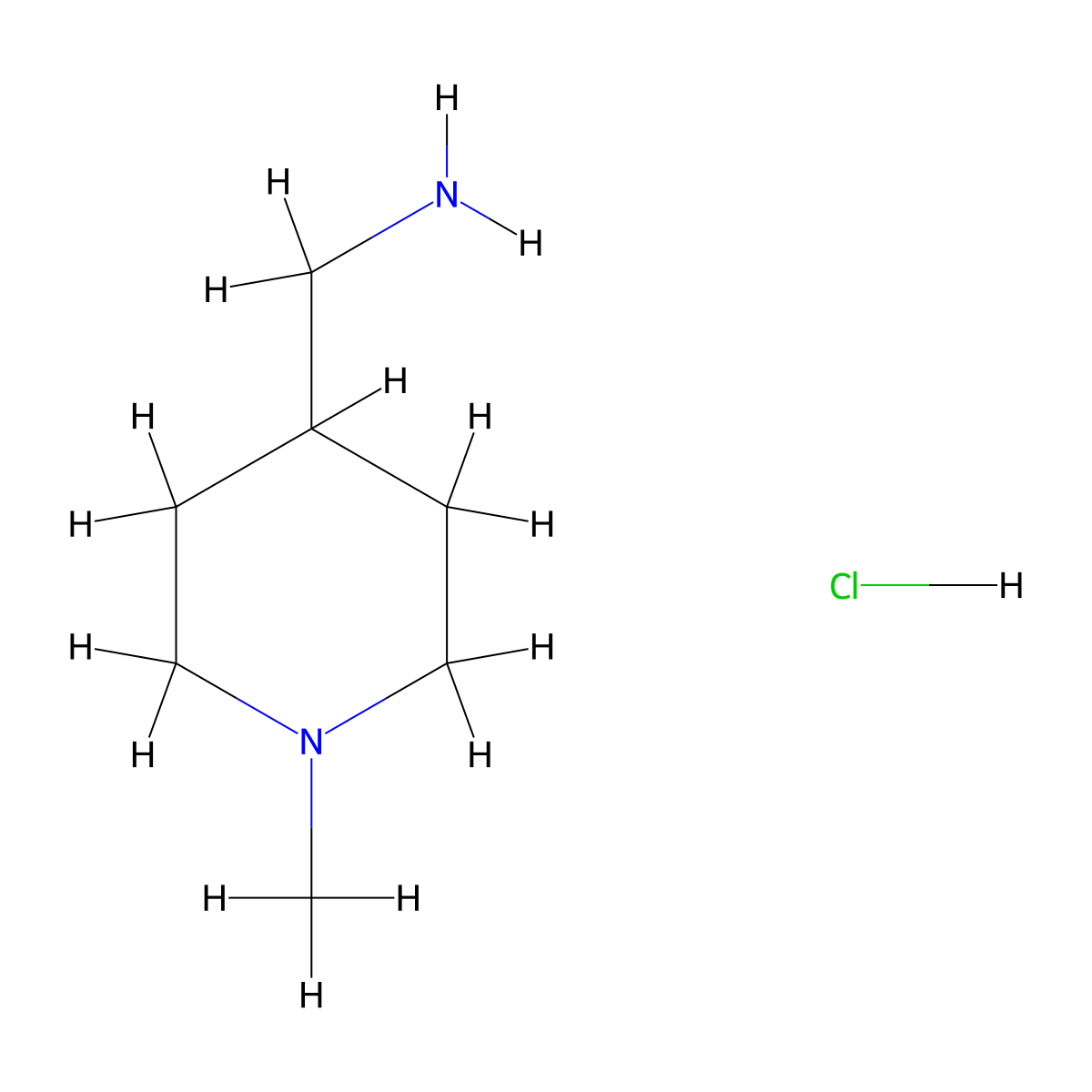 (1-Methylpiperidin-4-yl)methanamine hydrochloride molecular structure, CAS 1185296-75-6