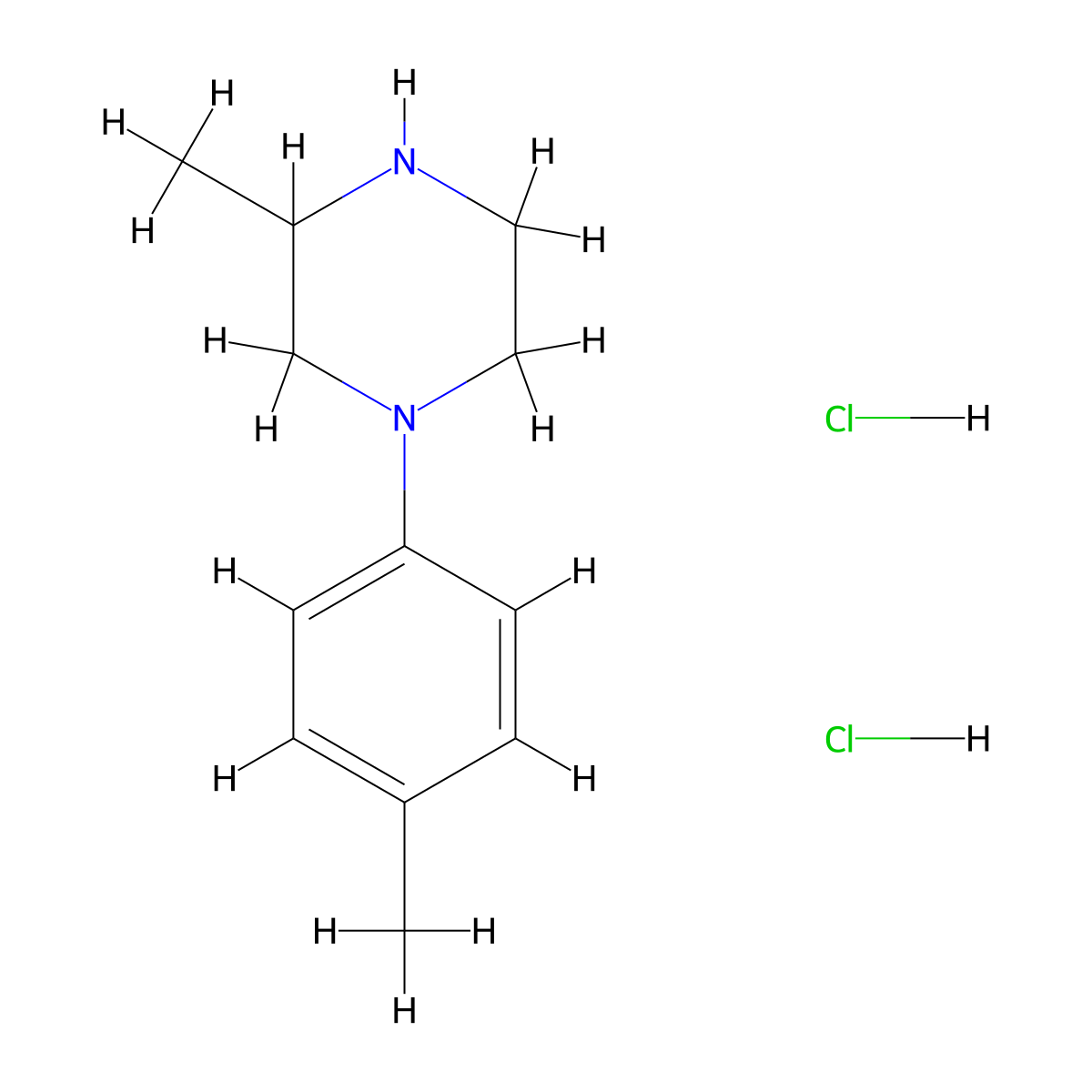 3-Methyl-1-(4-methylphenyl)piperazine dihydrochloride molecular structure, CAS 1185296-78-9