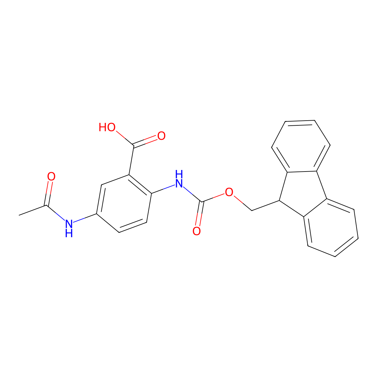 Fmoc-5-acetamido-2-aminobenzoic acid molecular structure, CAS 1185296-79-0
