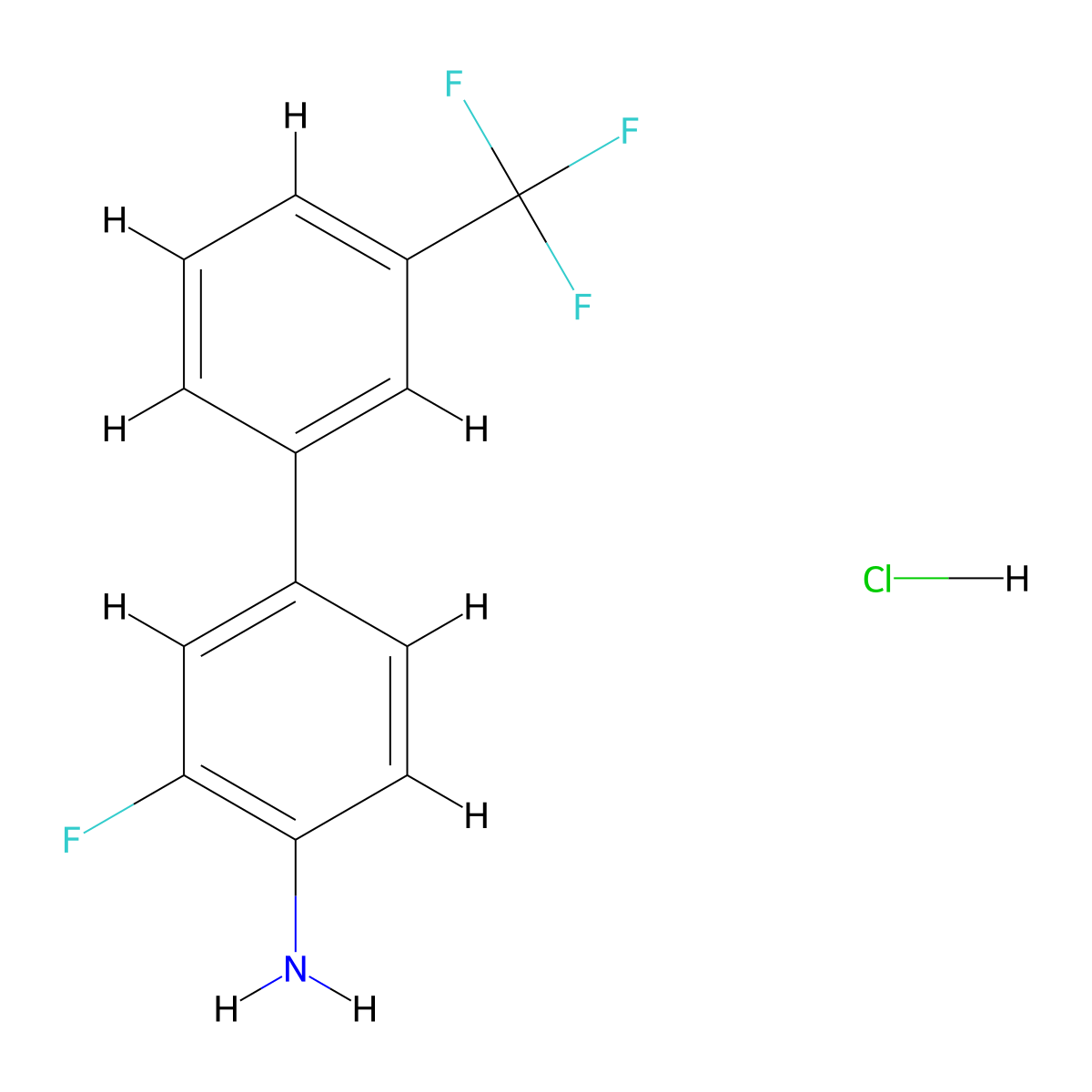3-Fluoro-3'-(trifluoromethyl)[1,1'-biphenyl]-4-ylamine hydrochloride molecular structure, CAS 1185296-84-7