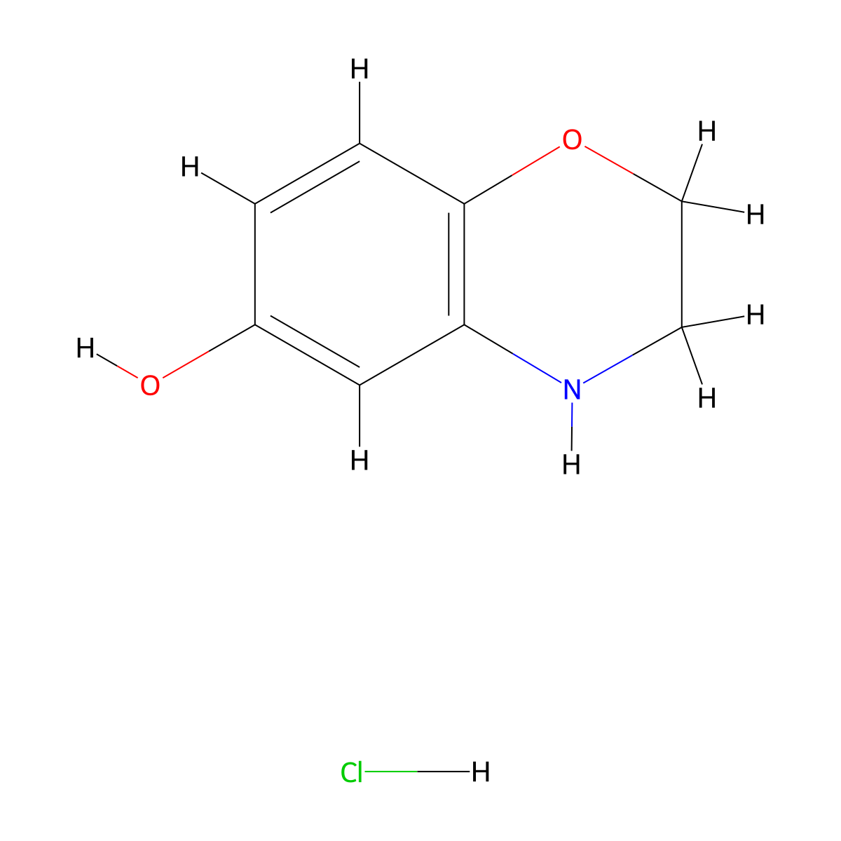 3,4-Dihydro-2H-benzo[b][1,4]oxazin-6-ol hydrochloride molecular structure, CAS 1185296-86-9