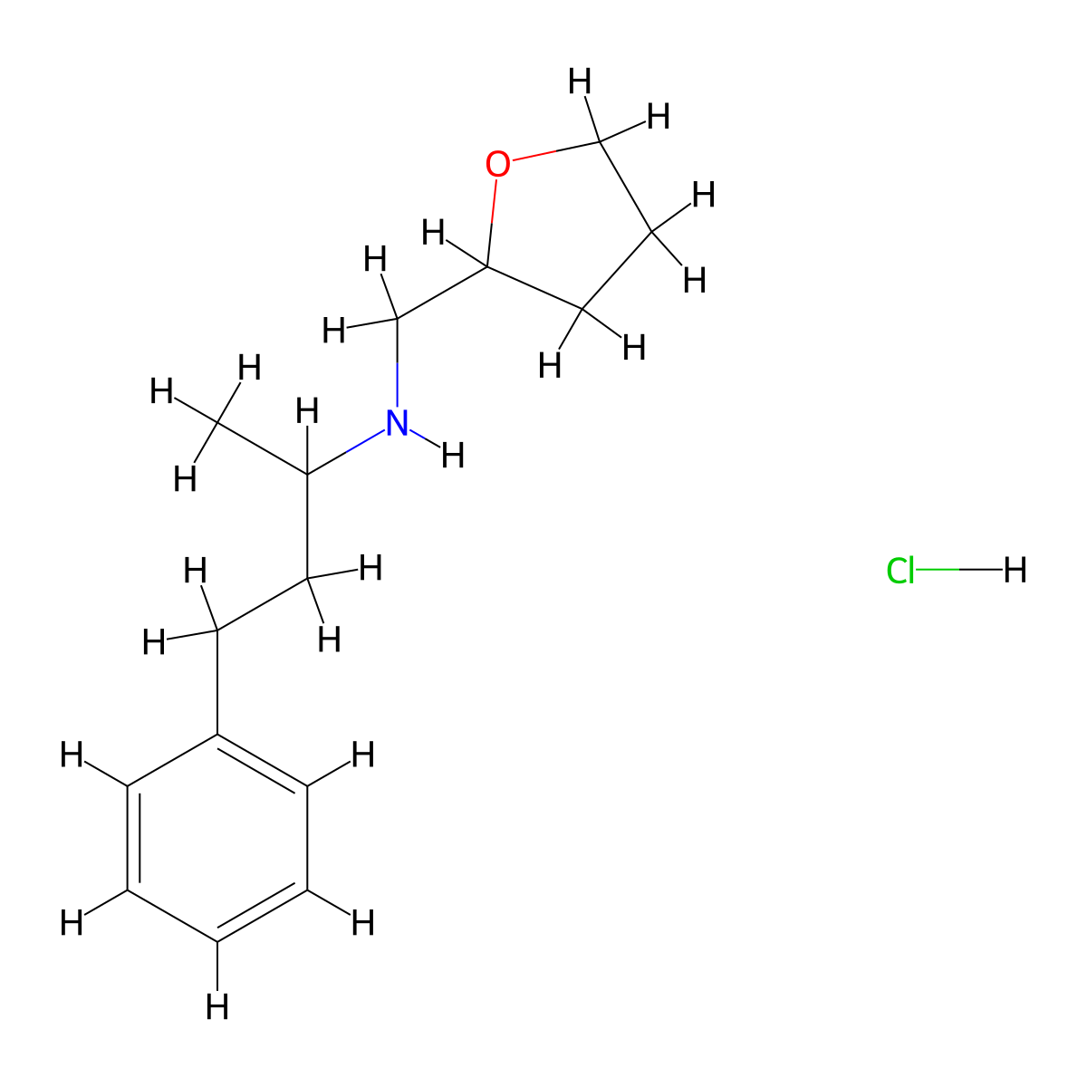 (1-Methyl-3-phenyl-propyl)-(tetrahydro-furan-2-ylmethyl)-amine hydrochloride molecular structure, CAS 1185296-89-2