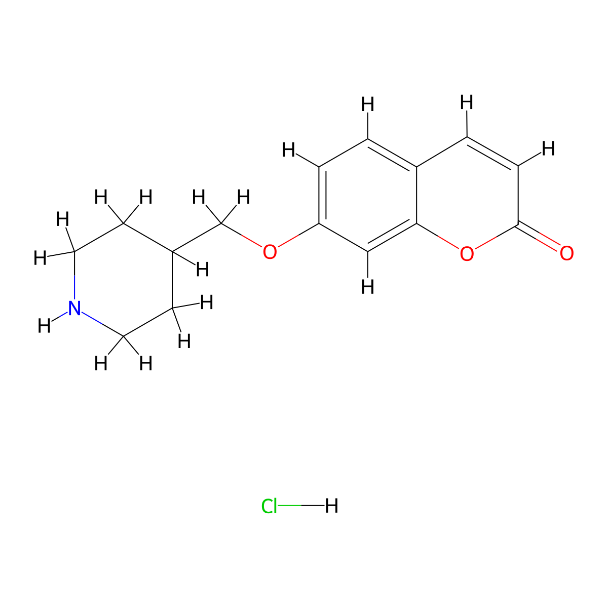 7-(4-Piperidinylmethoxy)-2H-chromen-2-one hydrochloride molecular structure, CAS 1185296-94-9