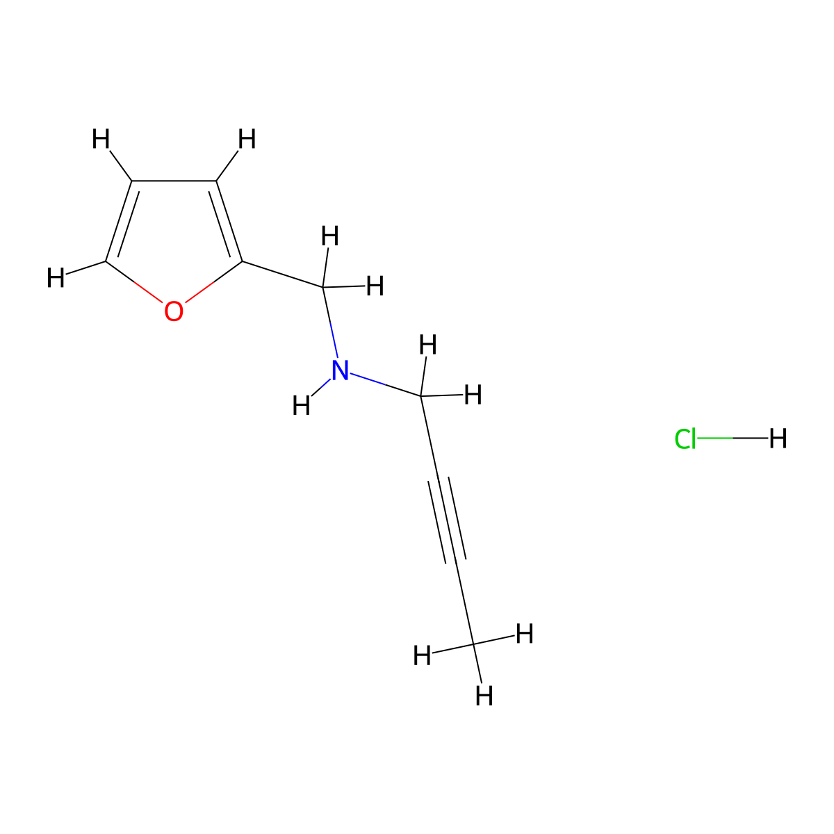 But-2-ynyl-furan-2-ylmethyl-amine hydrochloride molecular structure, CAS 1185296-97-2