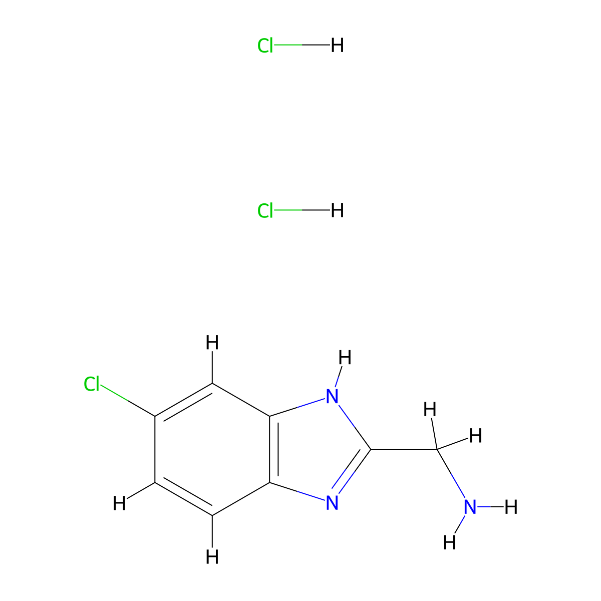 (5-chloro-1H-1,3-benzodiazol-2-yl)methanamine dihydrochloride molecular structure, CAS 1185297-00-0