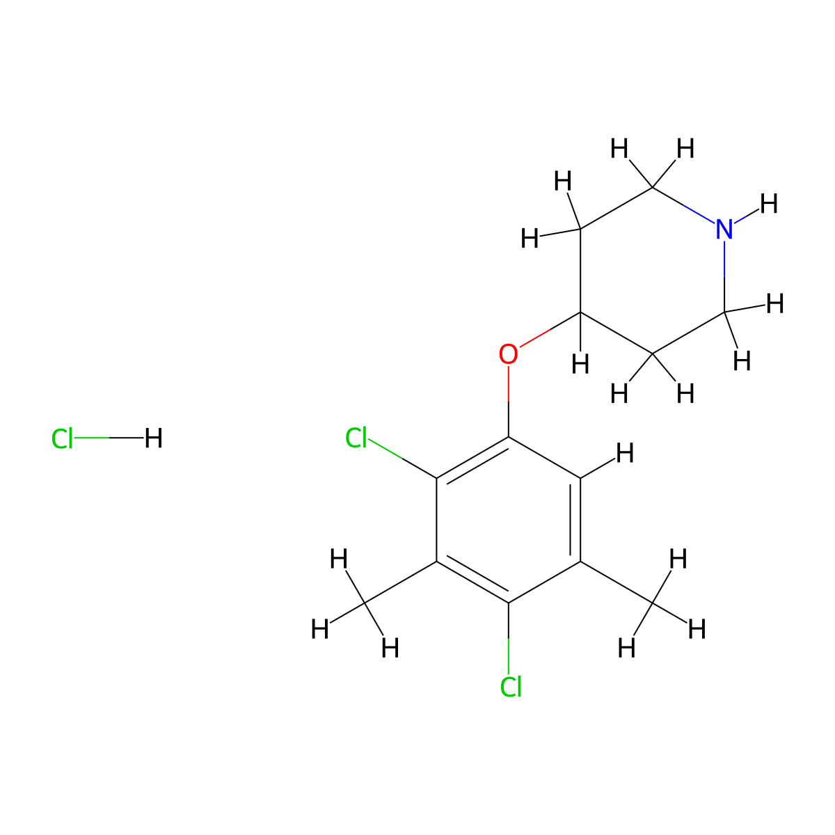 4-(2,4-Dichloro-3,5-dimethylphenoxy)piperidine hydrochloride molecular structure, CAS 1185297-07-7