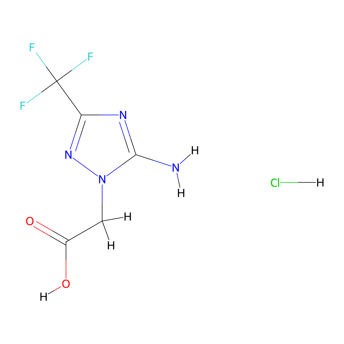 (5-Amino-3-trifluoromethyl-[1,2,4]triazol-1-YL)-acetic acid hydrochloride molecular structure, CAS 1185297-12-4
