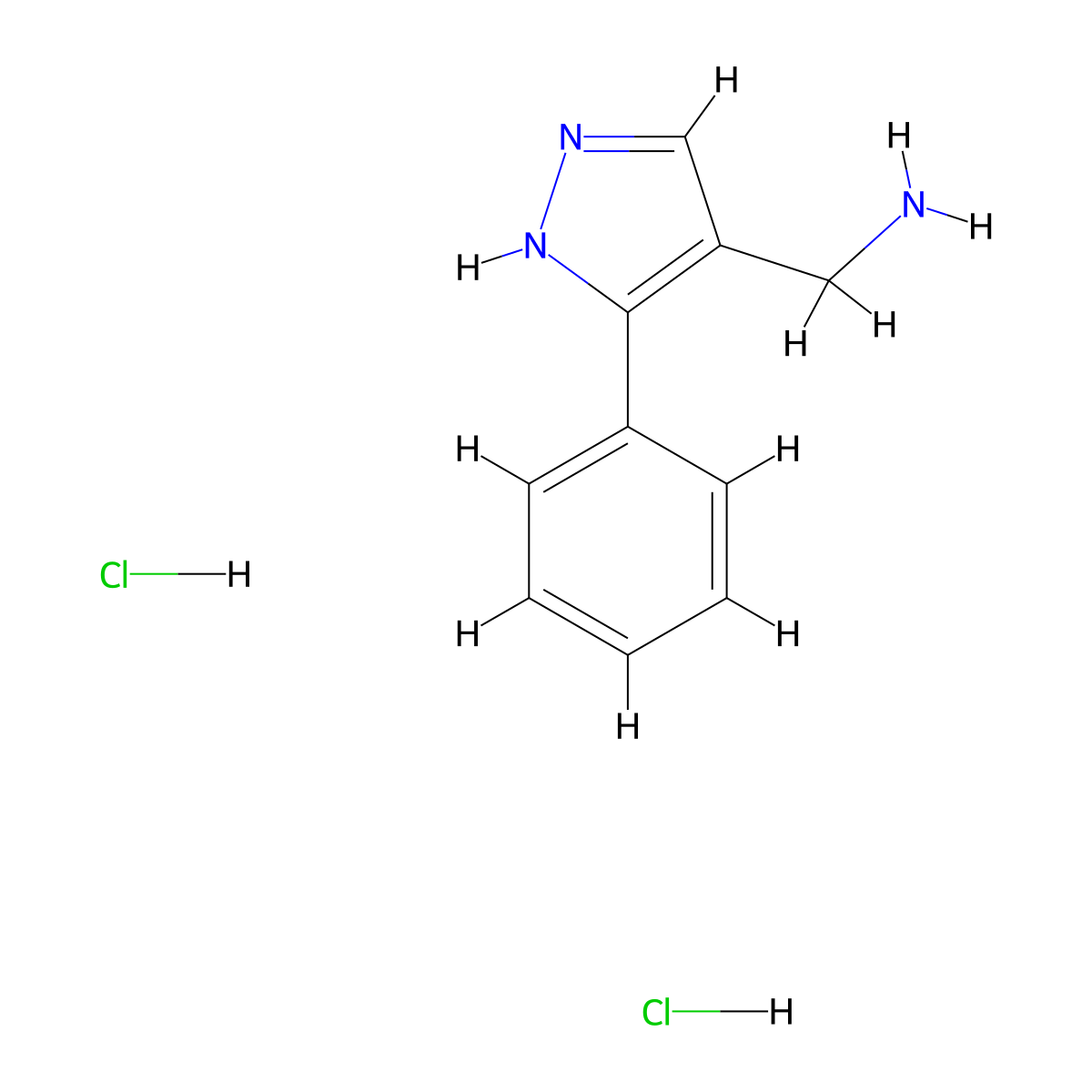 [(3-Phenyl-1h-pyrazol-4-yl)methyl]amine dihydrochloride molecular structure, CAS 1185297-14-6