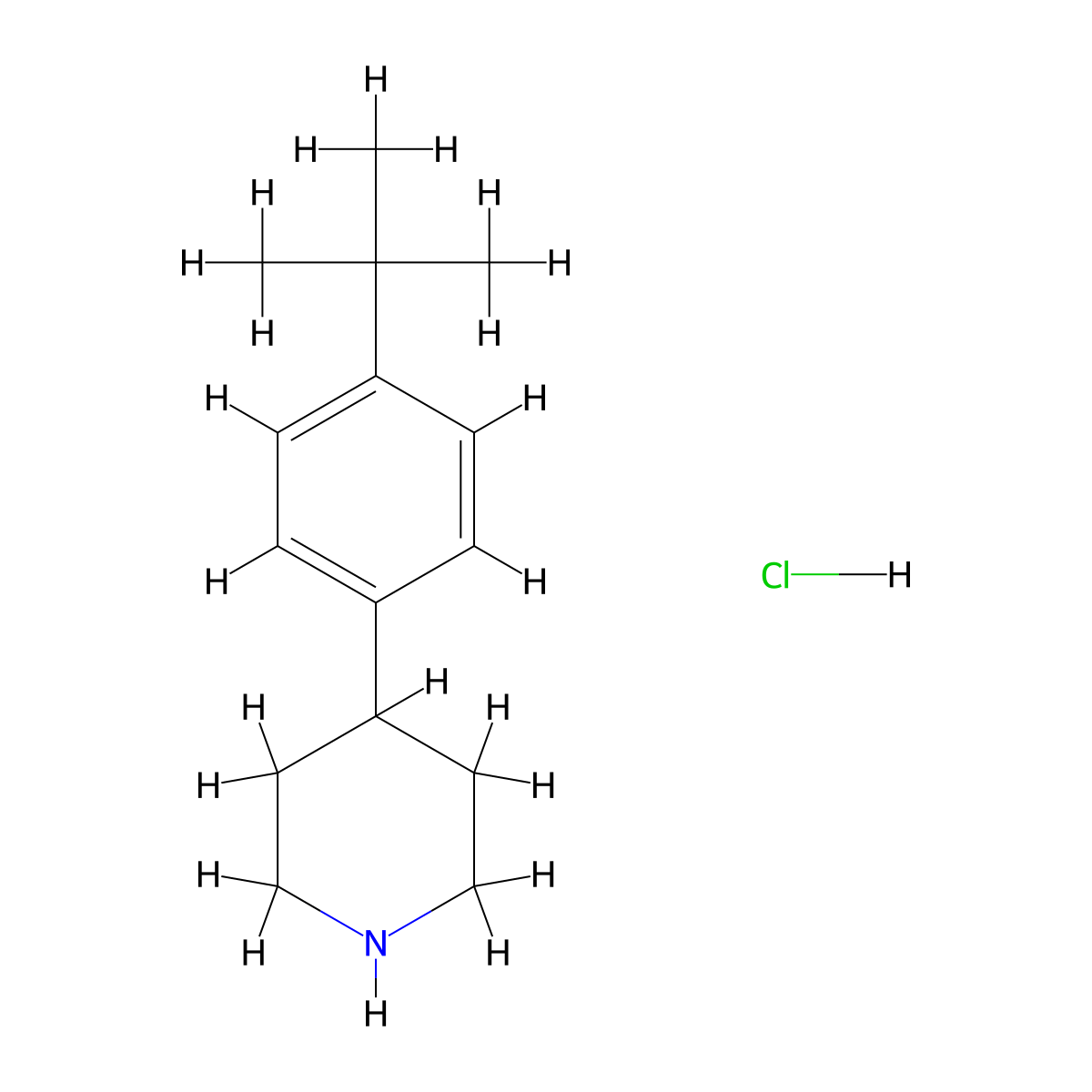 4-[4-(tert-Butyl)phenyl]piperidine hydrochloride molecular structure, CAS 1185297-19-1