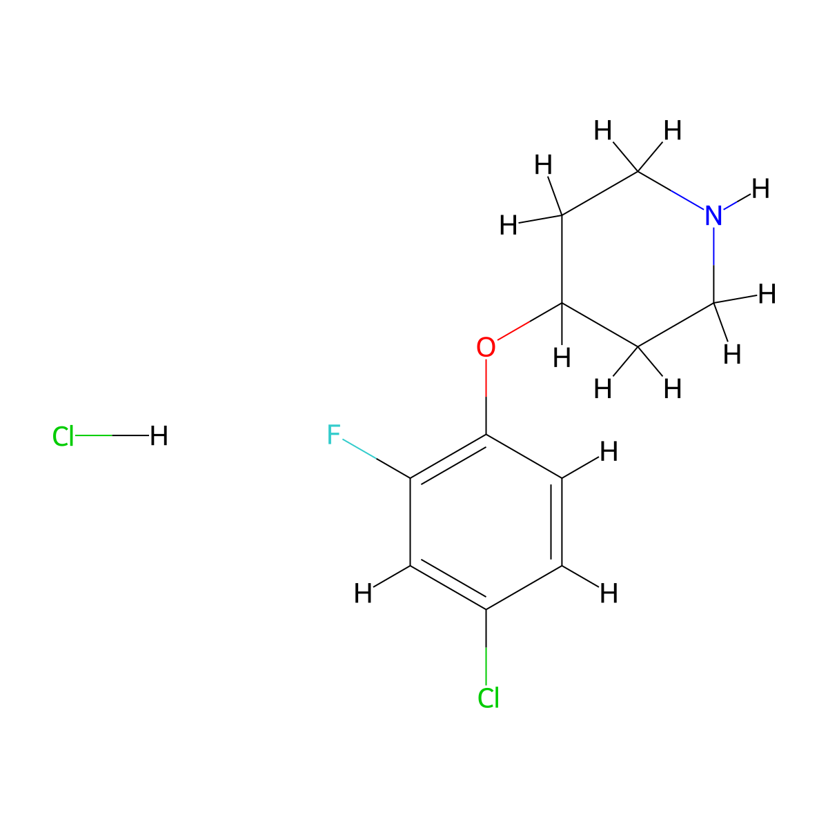 4-(4-Chloro-2-fluorophenoxy)piperidine hydrochloride molecular structure, CAS 1185297-29-3
