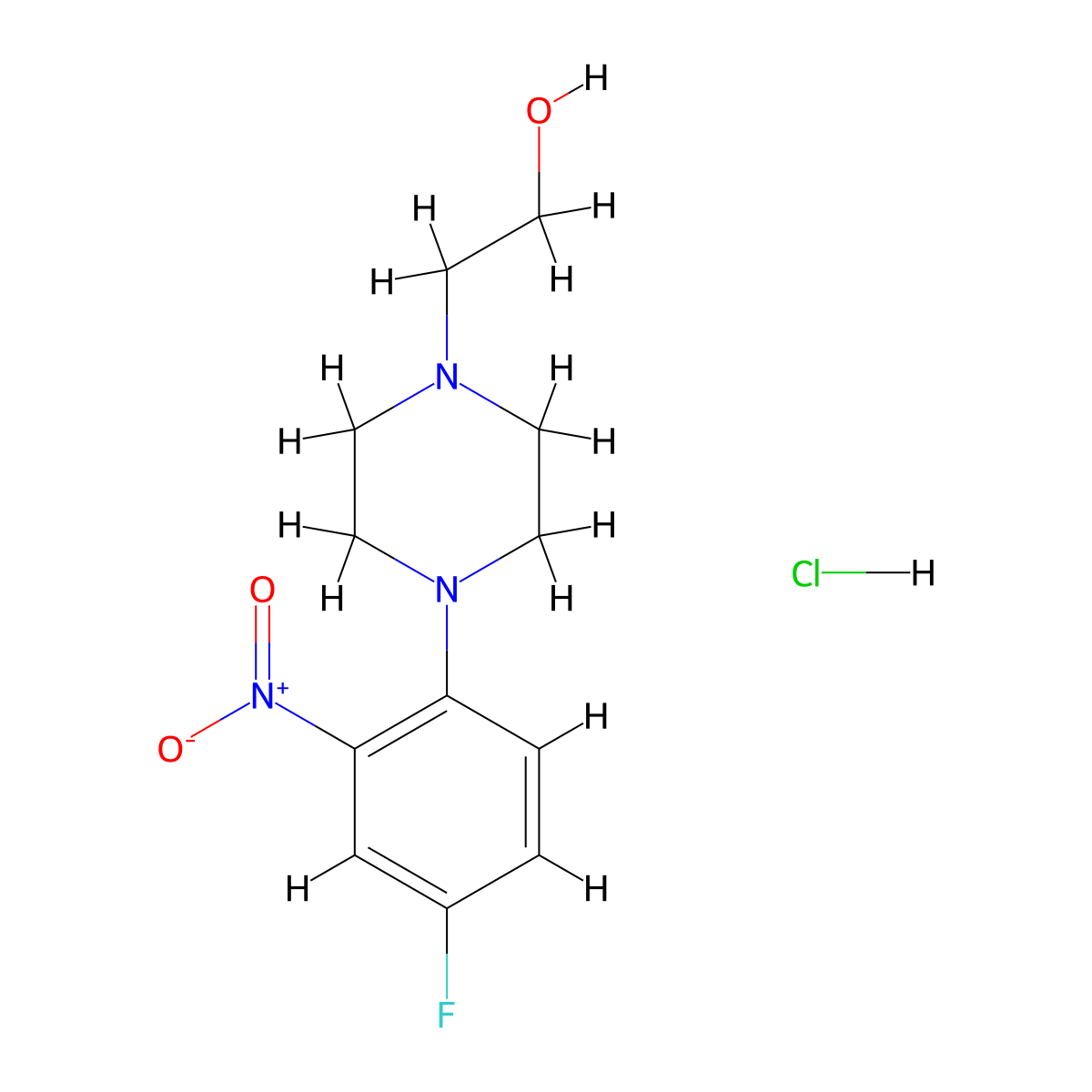 2-[4-(4-Fluoro-2-nitrophenyl)piperazin-1-yl]-ethanol hydrochloride molecular structure, CAS 1185297-30-6