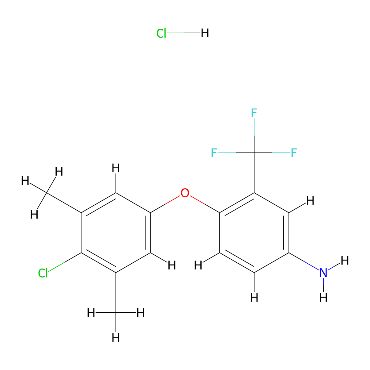 4-(4-Chloro-3,5-dimethylphenoxy)-3-(trifluoromethyl)aniline hydrochloride molecular structure, CAS 1185297-34-0