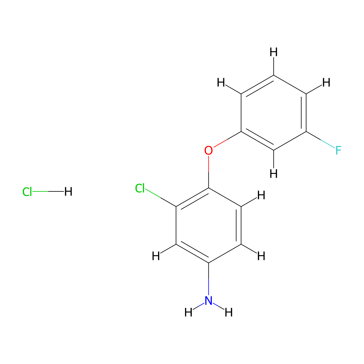 3-Chloro-4-(3-fluorophenoxy)aniline hydrochloride molecular structure, CAS 1185297-43-1