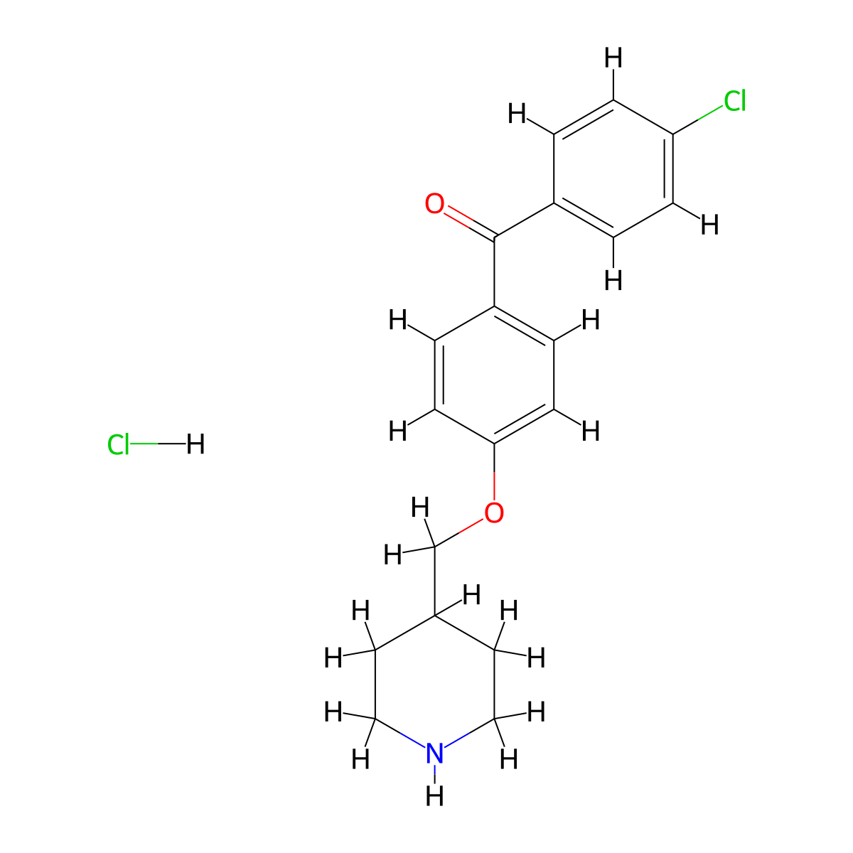 (4-Chlorophenyl)[4-(4-piperidinylmethoxy)phenyl]-methanone hydrochloride molecular structure, CAS 1185297-46-4