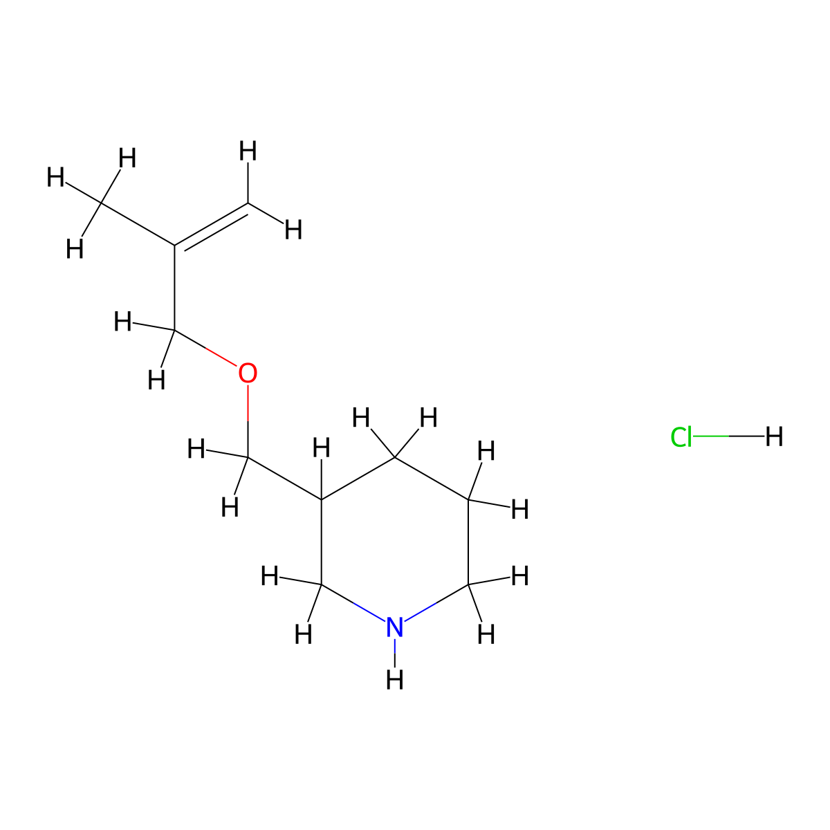2-Methyl-2-propenyl 3-piperidinylmethyl ether hydrochloride molecular structure, CAS 1185297-47-5