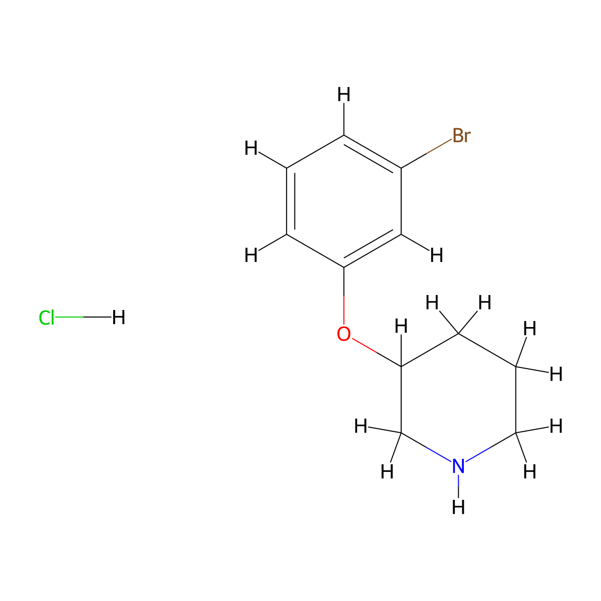 3-(3-Bromophenoxy)piperidine hydrochloride molecular structure, CAS 1185297-49-7