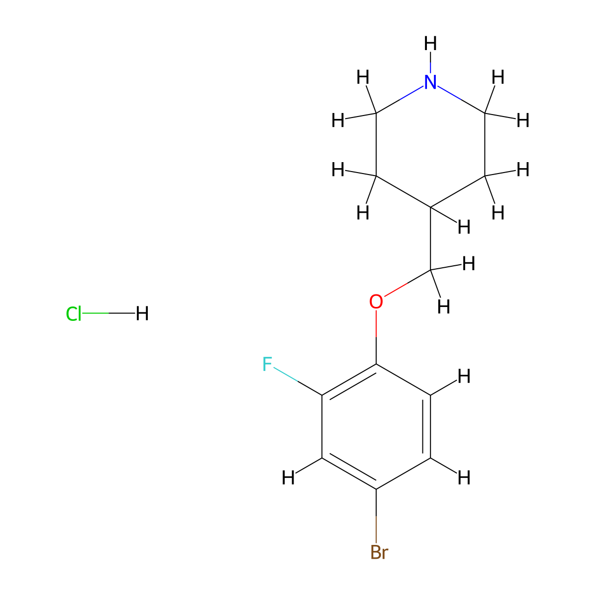 4-[(4-Bromo-2-fluorophenoxy)methyl]piperidine hydrochloride molecular structure, CAS 1185297-51-1
