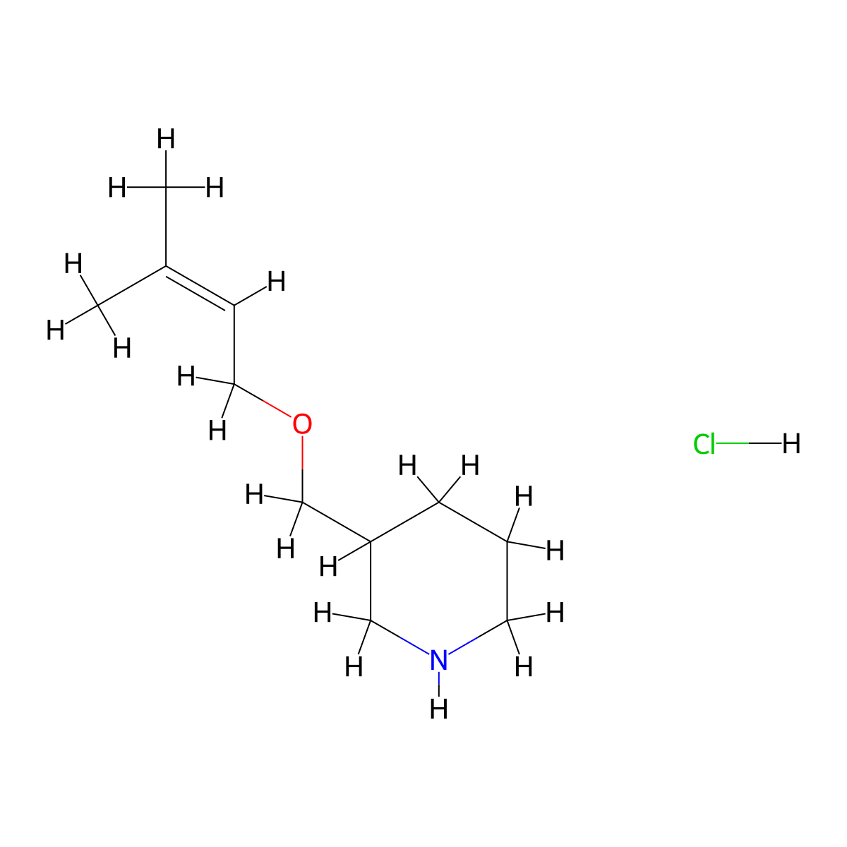 3-{[(3-Methyl-2-butenyl)oxy]methyl}piperidine hydrochloride molecular structure, CAS 1185297-60-2