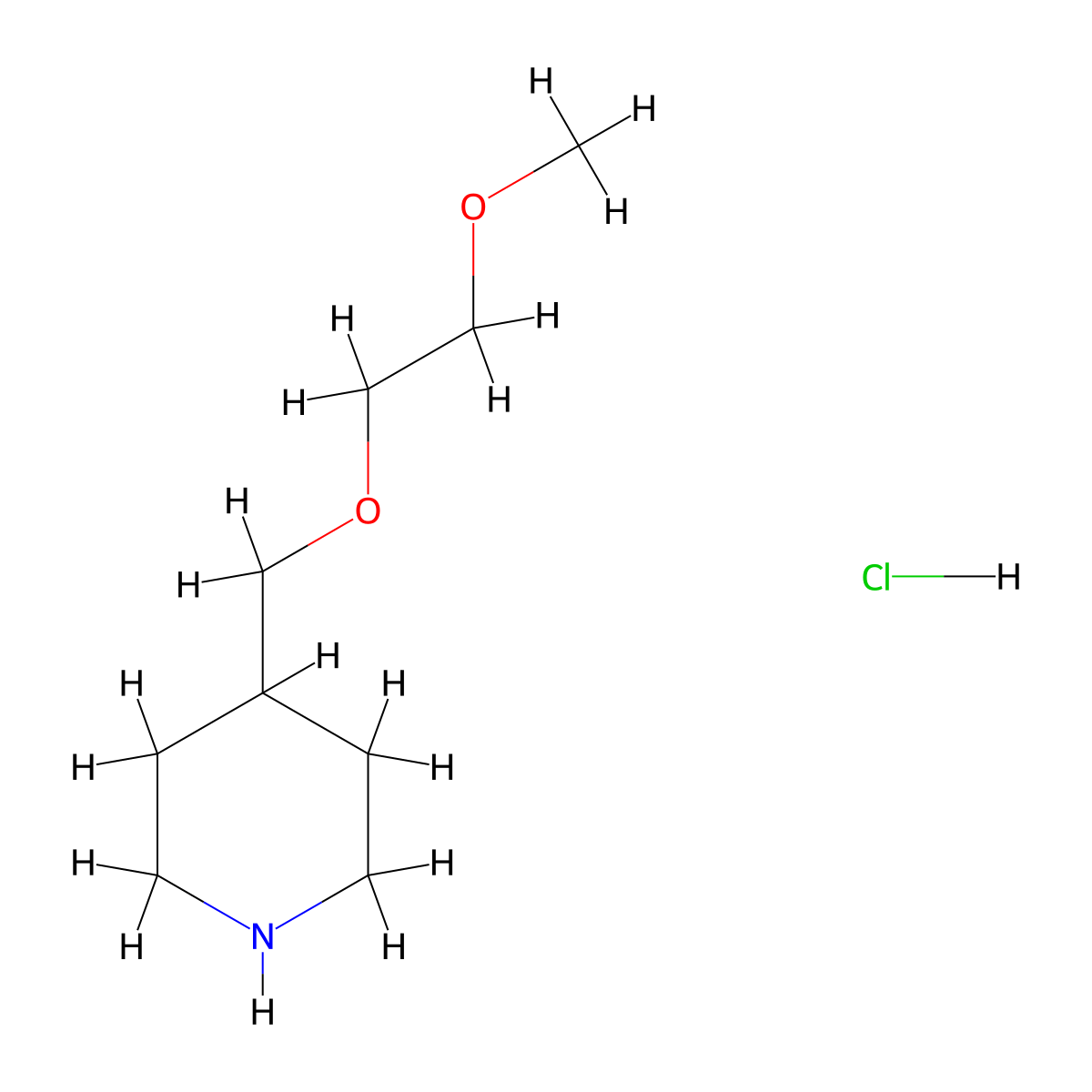 4-[(2-Methoxyethoxy)methyl]piperidine hydrochloride molecular structure, CAS 1185297-63-5