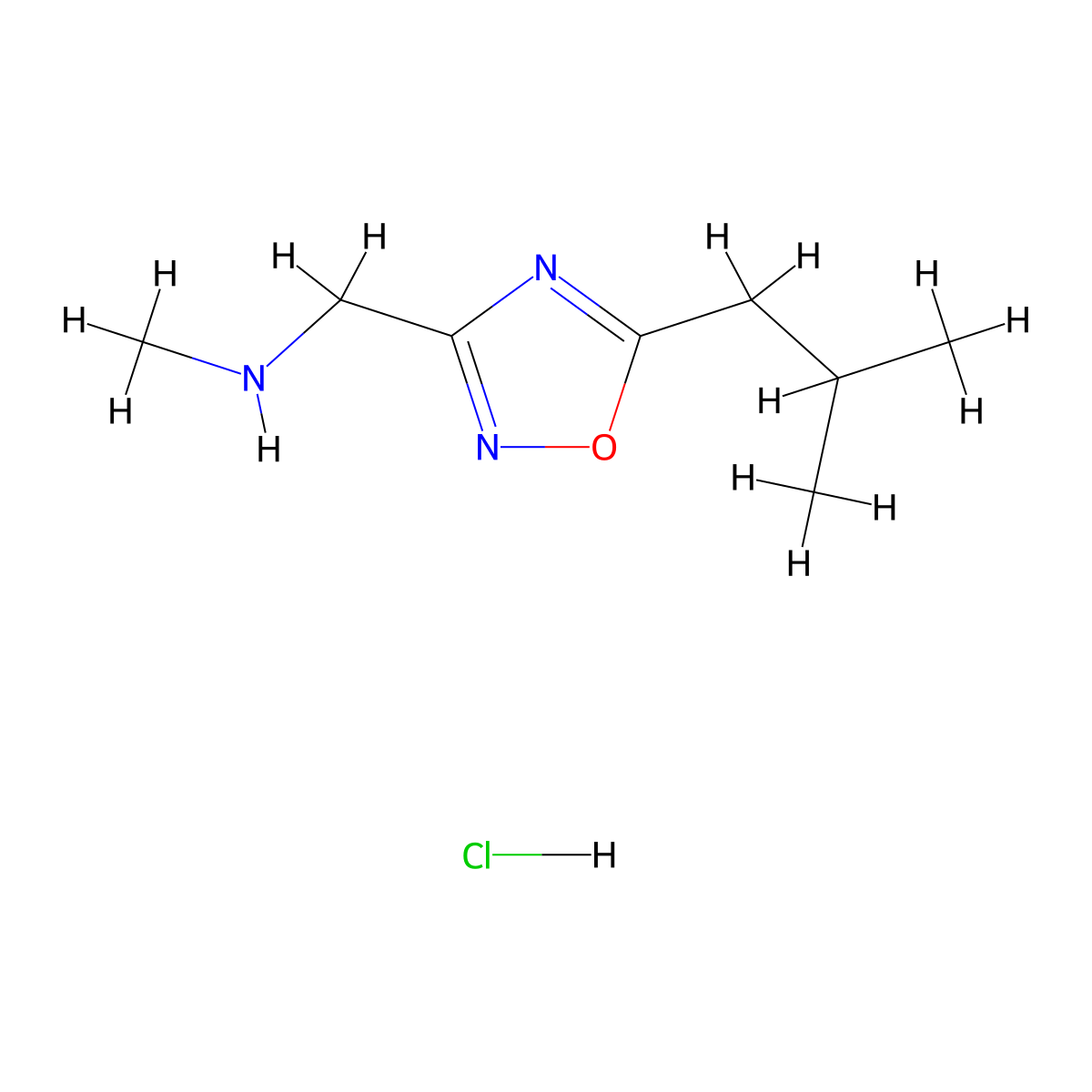N-[(5-isobutyl-1,2,4-oxadiazol-3-yl)methyl]-N-methylamine hydrochloride molecular structure, CAS 1185297-76-0