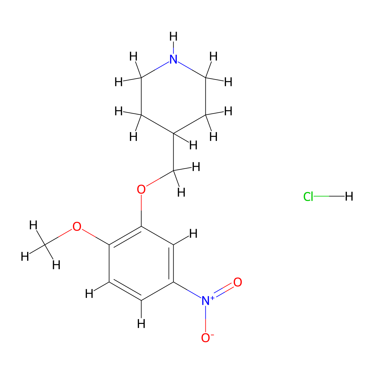 2-Methoxy-5-nitrophenyl 4-piperidinylmethyl ether hydrochloride molecular structure, CAS 1185297-80-6