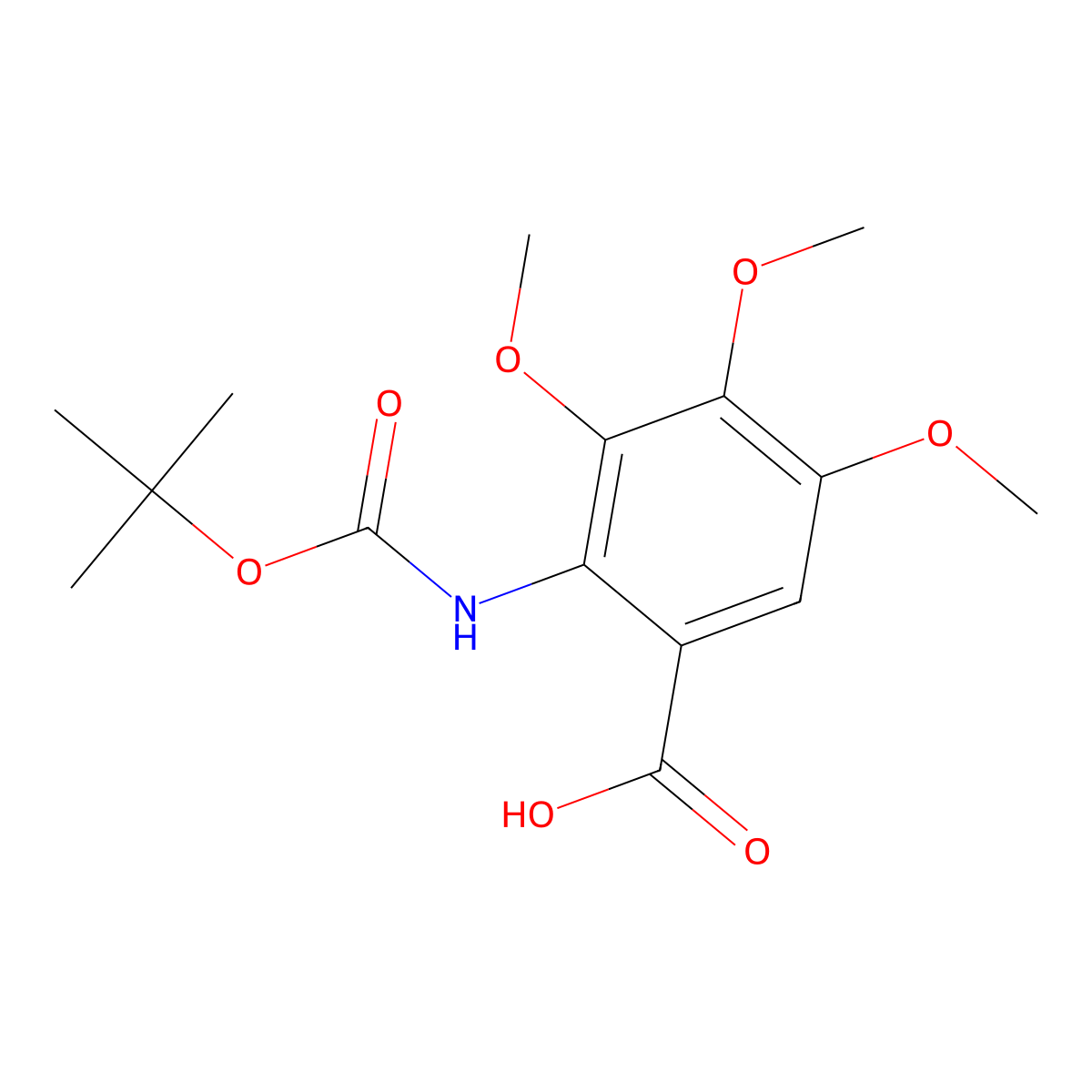 Boc-2-amino-3,4,5-trimethoxybenzoic acid molecular structure, CAS 1185297-87-3