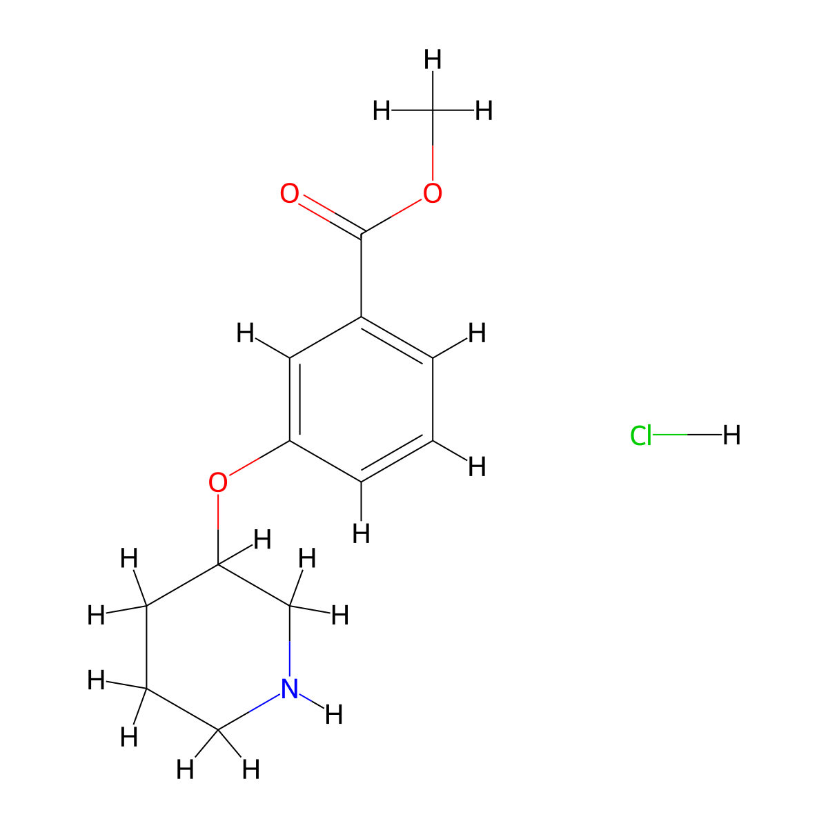Methyl 3-(3-piperidinyloxy)benzoate hydrochloride molecular structure, CAS 1185297-89-5