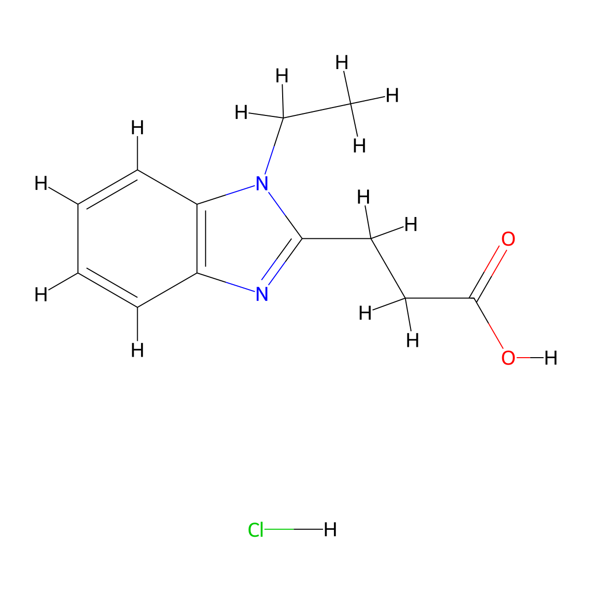 3-(1-Ethyl-1H-benzoimidazol-2-YL)-propionic acid hydrochloride molecular structure, CAS 1185297-90-8