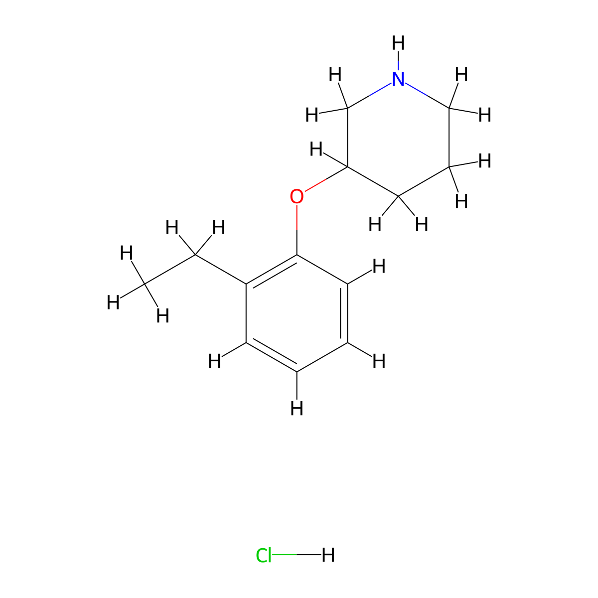 2-Ethylphenyl 3-piperidinyl ether hydrochloride molecular structure, CAS 1185297-95-3