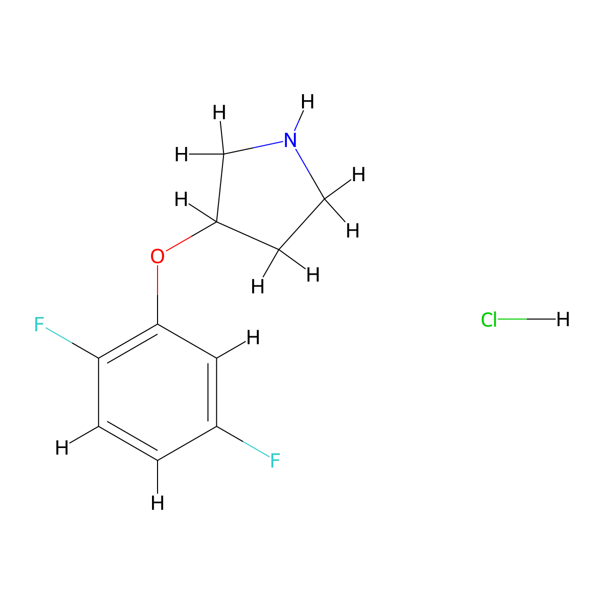 3-(2,5-Difluorophenoxy)pyrrolidine hydrochloride molecular structure, CAS 1185298-02-5