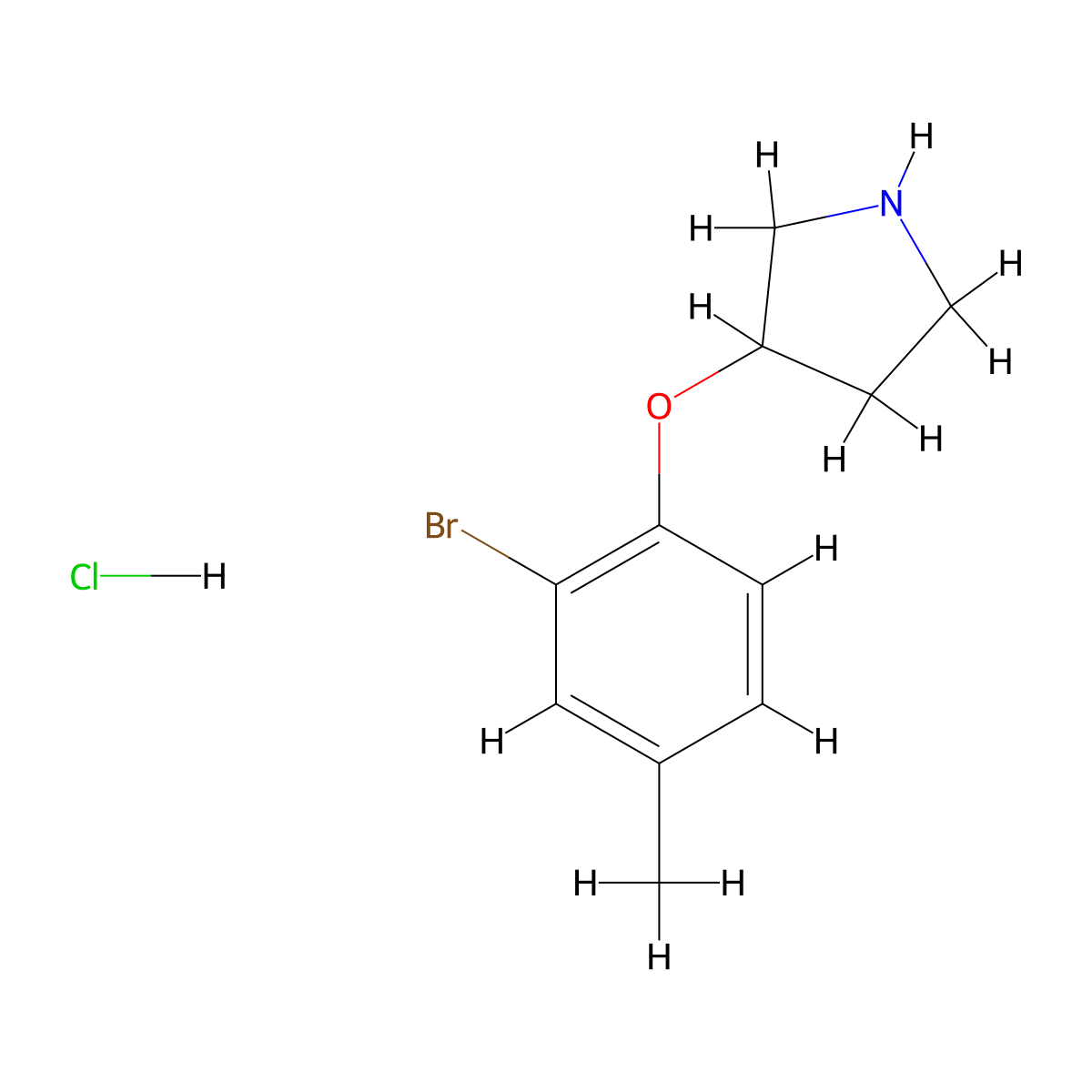 3-(2-Bromo-4-methylphenoxy)pyrrolidine hydrochloride molecular structure, CAS 1185298-07-0