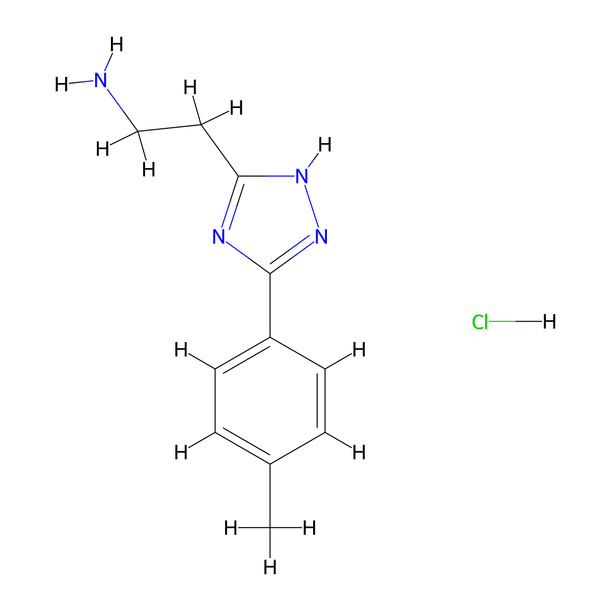 {2-[3-(4-Methylphenyl)-1H-1,2,4-triazol-5-YL]-ethyl}amine hydrochloride molecular structure, CAS 1185298-11-6