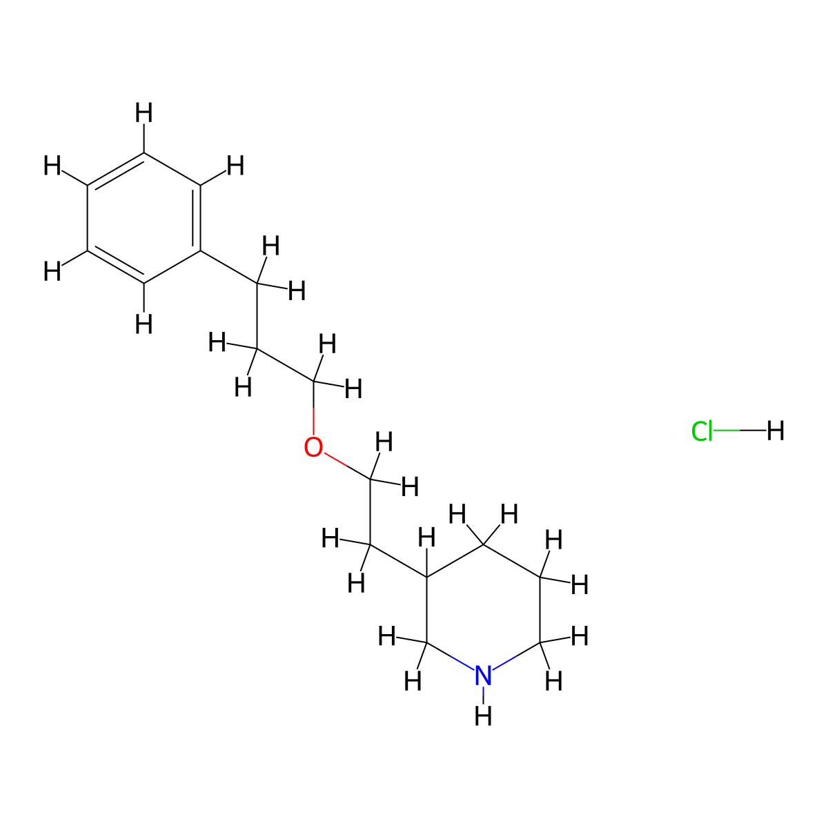 3-[2-(3-Phenylpropoxy)ethyl]piperidine hydrochloride molecular structure, CAS 1185298-13-8