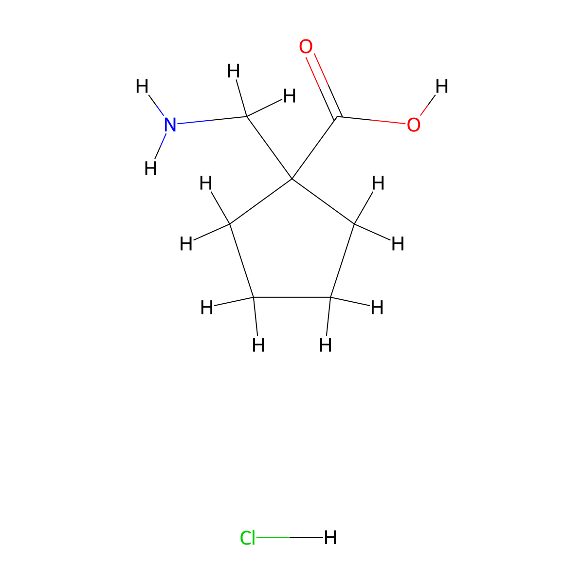 1-(Aminomethyl)cyclopentane-1-carboxylic acid hydrochloride molecular structure, CAS 1185298-24-1