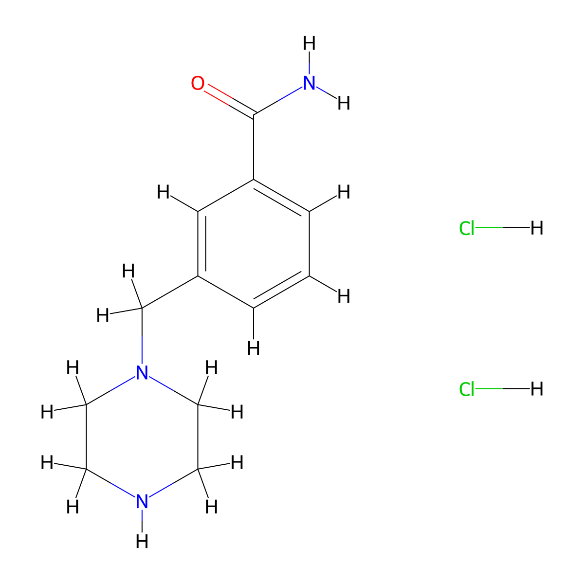 3-Piperazin-1-ylmethyl-benzamide dihydrochloride molecular structure, CAS 1185298-28-5